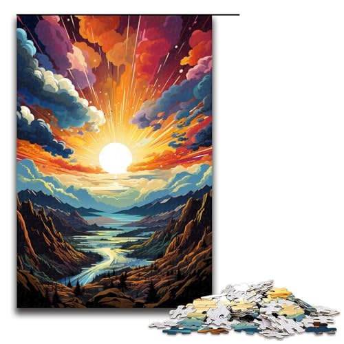 1000-teiliges Puzzle farbenfrohe psychedelische Szene in North Point Puzzle für Erwachsene und Kinder Holzpuzzle pädagogisches Spielzeug zum Stressabbau Puzzle 1000 Teile (75 x 50 cm) von mowenbingpeng