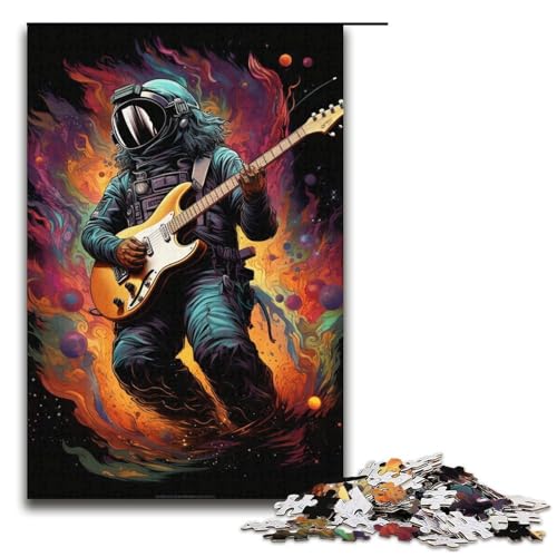 1000-teiliges Puzzle farbenfroher Psychedelischer Mann der Gitarre spielt Holzpuzzle Lernspiele Heimdekoration 1000 Teile (38 x 26 cm) von mowenbingpeng