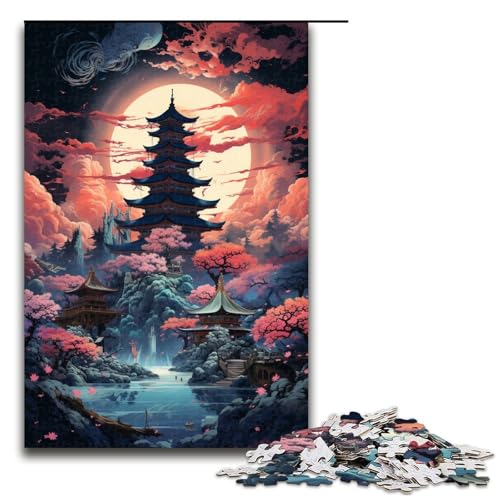 1000-teiliges Puzzle farbenfroher Psychedelischer Sonnenuntergang über Einer Pagode Puzzle für Erwachsene und Kinder Holzpuzzle pädagogisches Spielzeug zum Stressabbau Puzzle 1000 Teile (75 x 50 cm) 1000-teiliges Puzzle farbenfroher Psychedelischer Sonnenuntergang über Einer Pagode Puzzle für Erwachsene und Kinder Holzpuzzle pädagogisches Spielzeug zum Stressabbau Puzzle 1000 Teile (75 x 50 cm) von mowenbingpeng