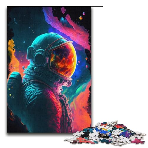 1000-teiliges Puzzle farbenfrohes Astronauten-Puzzle Papierpuzzle Lernspiele Heimdekoration 1000 Teile (38 x 26 cm) von mowenbingpeng