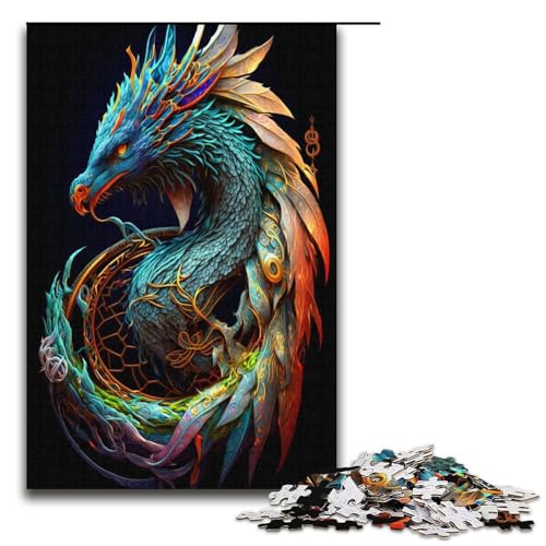 1000-teiliges Puzzle farbenfrohes Drachen-Puzzle für Erwachsene Papierpuzzle anspruchsvolles Spiel 1000 Teile (38 x 26 cm) von mowenbingpeng