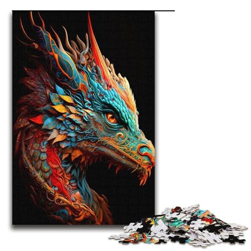 1000-teiliges Puzzle farbenfrohes Drachen-Puzzle für Erwachsene Papierpuzzle anspruchsvolles Spiel 1000 Teile (38 x 26 cm) von mowenbingpeng