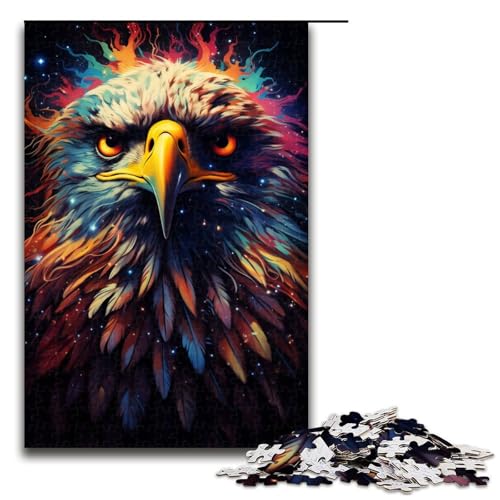 1000-teiliges Puzzle farbenfrohes psychedelisches Adler-Puzzle für Erwachsene Holzpuzzle anspruchsvolles Spiel 1000 Teile (75 x 50 cm) von mowenbingpeng