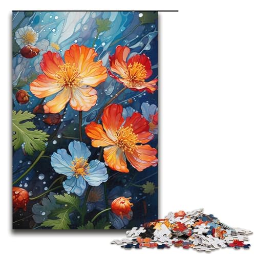 1000-teiliges Puzzle farbenfrohes psychedelisches Alpen-Fingerkraut-Puzzle für Erwachsene Holzpuzzle Familienspiel 1000 Teile (38 x 26 cm) von mowenbingpeng