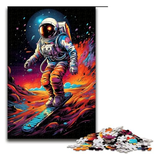 1000-teiliges Puzzle farbenfrohes psychedelisches Astronauten-Puzzle Holzpuzzle Lernspiele Heimdekoration 1000 Teile (75 x 50 cm) von mowenbingpeng