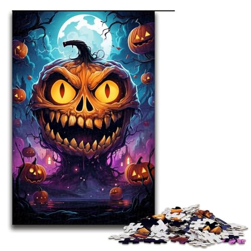 1000-teiliges Puzzle farbenfrohes psychedelisches Geister-Kürbis-Puzzle für Erwachsene Holzpuzzle anspruchsvolles Spiel 1000 Teile (75 x 50 cm) von mowenbingpeng