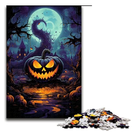 1000-teiliges Puzzle farbenfrohes psychedelisches Geister-Kürbis-Puzzle für Erwachsene Holzpuzzle anspruchsvolles Spiel 1000 Teile (75 x 50 cm) von mowenbingpeng