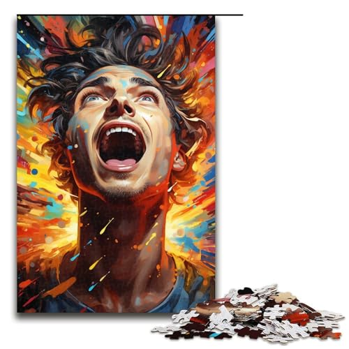 1000-teiliges Puzzle farbenfrohes psychedelisches Gemälde Junge Puzzle für Erwachsene und Kinder Holzpuzzle pädagogisches Spielzeug zum Stressabbau Puzzle 1000 Teile (75 x 50 cm) von mowenbingpeng