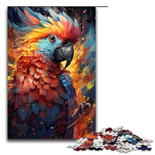 1000-teiliges Puzzle farbenfrohes psychedelisches Gemälde eines Nymphensittichs Holzpuzzle für Erwachsene und Kinder pädagogisches Spielzeug zum Stressabbau Puzzle 1000 Teile (75 x 50 cm) von mowenbingpeng