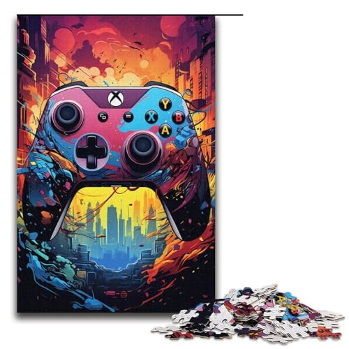1000-teiliges Puzzle farbenfrohes psychedelisches Griffpuzzle für Erwachsene und Kinder Holzpuzzle pädagogisches Spielzeug zum Stressabbau Puzzle 1000 Teile (38 x 26 cm) von mowenbingpeng
