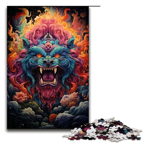1000-teiliges Puzzle farbenfrohes psychedelisches Monster King-Puzzle für Erwachsene Holzpuzzle Familienspiele 1000 Teile (75 x 50 cm) von mowenbingpeng