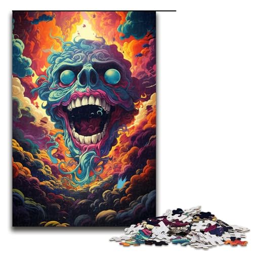 1000-teiliges Puzzle farbenfrohes psychedelisches Monster-Puzzle für Erwachsene Holzpuzzle anspruchsvolles Spiel 1000 Teile (75 x 50 cm) von mowenbingpeng