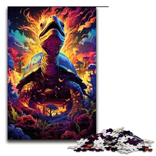 1000-teiliges Puzzle farbenfrohes psychedelisches Monster-Schildkröten-Puzzle für Erwachsene Holzpuzzle Familienspiel 1000 Teile (75 x 50 cm) von mowenbingpeng