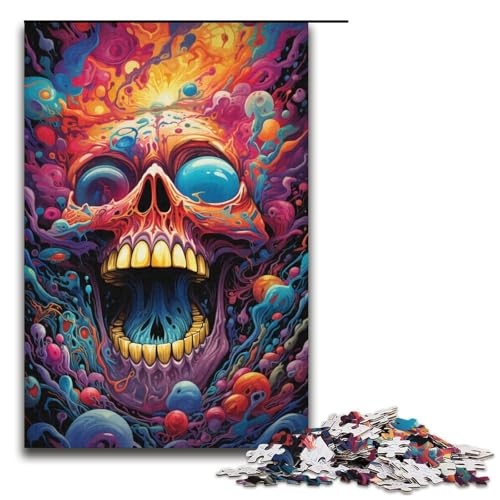 1000-teiliges Puzzle farbenfrohes psychedelisches Monster für Erwachsene und Kinder Holzpuzzle pädagogisches Spielzeug zum Stressabbau Puzzle 1000 Teile (38 x 26 cm) von mowenbingpeng