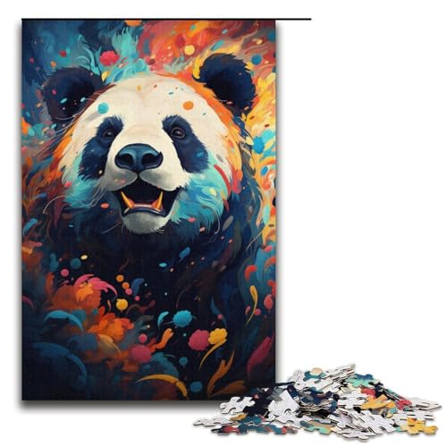 1000-teiliges Puzzle farbenfrohes psychedelisches Panda-Tier-Puzzle für Erwachsene Holzpuzzle Familienspiel 1000 Teile (38 x 26 cm) von mowenbingpeng