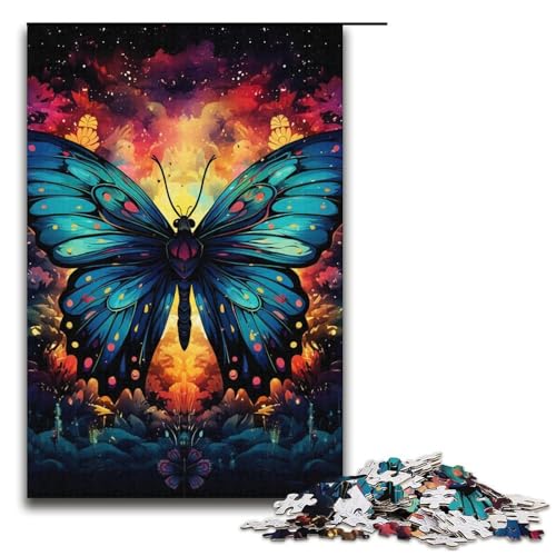 1000-teiliges Puzzle farbenfrohes psychedelisches Stern-Insekten-Puzzle für Erwachsene Holzpuzzle anspruchsvolles Spiel 1000 Teile (38 x 26 cm) von mowenbingpeng