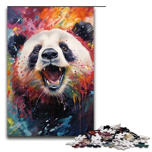 1000-teiliges Puzzle farbenfrohes psychedelisches Tierpanda-Puzzle für Erwachsene Holzpuzzle anspruchsvolles Spiel 1000 Teile (75 x 50 cm) von mowenbingpeng