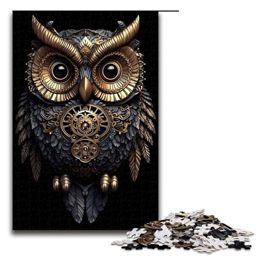 1000-teiliges Puzzle für Erwachsene, Eule, Gold, Puzzle für Lernspiele, Herausforderung, Spielzeug, Kunstwerk, Geschenk, 1000 PCS von mowenbingpeng
