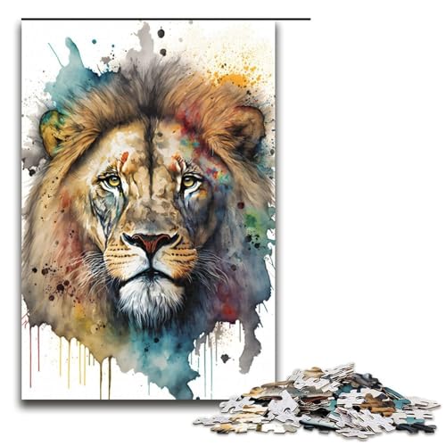 1000-teiliges Puzzle für Erwachsene, Löwe in Aquarellkunst, Puzzles für Erwachsene, Holzpuzzle, anspruchsvolles Spiel, 1000 Teile 1000-teiliges Puzzle für Erwachsene, Löwe in Aquarellkunst, Puzzles für Erwachsene, Holzpuzzle, anspruchsvolles Spiel, 1000 Teile von mowenbingpeng