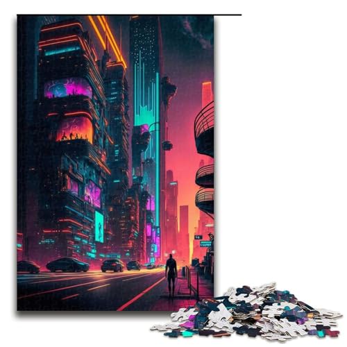 1000-teiliges Puzzle für Erwachsene, Neon Cities Puzzle, praktisches Spiel, 1000 Teile von mowenbingpeng