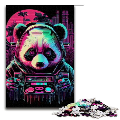 1000-teiliges Puzzle für Erwachsene, Neon-Panda-Puzzle für Lernspiele, Herausforderung, Spielzeug, Kunstwerk, Geschenk, 1000 PCS von mowenbingpeng