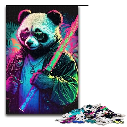 1000-teiliges Puzzle für Erwachsene, Panda-Neon-Puzzle für Lernspiele, Herausforderung, Spielzeug, Kunstwerk, Geschenk, 1000 PCS von mowenbingpeng