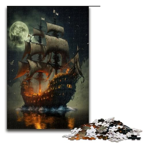 1000-teiliges Puzzle für Erwachsene, Piratenschiff-Puzzle für Lernspiele, Herausforderung, Spielzeug, Kunstwerk, Geschenk, 1000 PCS von mowenbingpeng