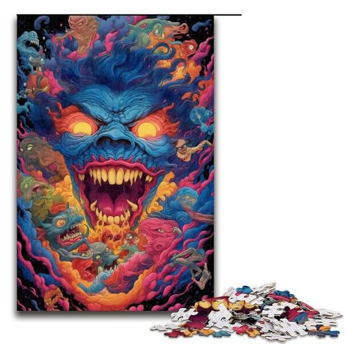 1000-teiliges Puzzle für Erwachsene, Psychedelic Kaiju-Puzzles für Erwachsene, Holzpuzzle, anspruchsvolles Spiel, 1000 Teile 1000-teiliges Puzzle für Erwachsene, Psychedelic Kaiju-Puzzles für Erwachsene, Holzpuzzle, anspruchsvolles Spiel, 1000 Teile von mowenbingpeng