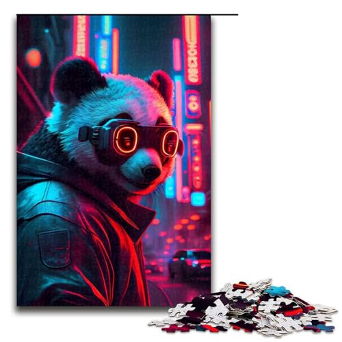 1000-teiliges Puzzle für Erwachsene, Punk-Panda-Puzzle für Lernspiele, Herausforderung, Spielzeug, Kunstwerk, Geschenk, 1000 PCS von mowenbingpeng