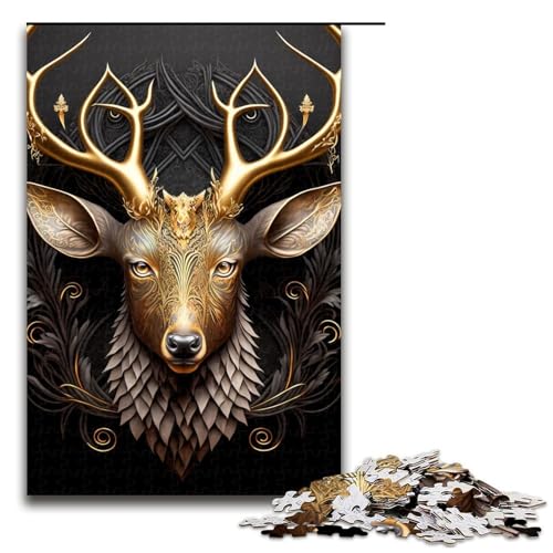 1000-teiliges Puzzle für Erwachsene, Queen Deer Golden Art Deco Puzzle für Lernspiele, Herausforderung, Spielzeug, Kunstwerk, Geschenk, 1000 PCS von mowenbingpeng