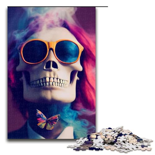 1000-teiliges Puzzle für Erwachsene, Rosenschädel-Puzzle für Lernspiele, Herausforderung, Spielzeug, Kunstwerk, Geschenk, 1000 PCS von mowenbingpeng