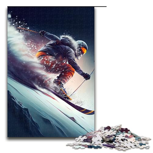 1000-teiliges Puzzle für Erwachsene, Ski-Vintage-Ski-Puzzle für Lernspiele, Herausforderung, Spielzeug, Kunstwerk, Geschenk, 1000 PCS von mowenbingpeng