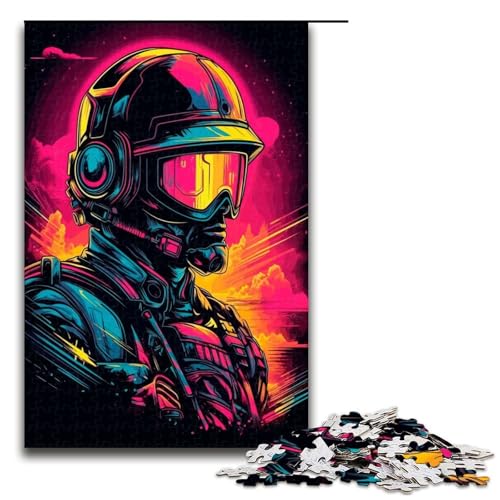 1000-teiliges Puzzle für Erwachsene, Soldat, Synthwave, Puzzles für Erwachsene, Holzpuzzle, anspruchsvolles Spiel, 1000 Teile 1000-teiliges Puzzle für Erwachsene, Soldat, Synthwave, Puzzles für Erwachsene, Holzpuzzle, anspruchsvolles Spiel, 1000 Teile von mowenbingpeng