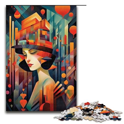 1000-teiliges Puzzle für Erwachsene, hübsches abstraktes Frauengesicht, Holzpuzzle, Lernspiel für Erwachsene, Herausforderungsspielzeug, 1000 Teile von mowenbingpeng