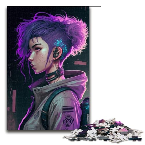 1000-teiliges Puzzle für Erwachsene, lilahaariges Mädchen, Puzzle, praktisches Spiel, 1000 Teile von mowenbingpeng