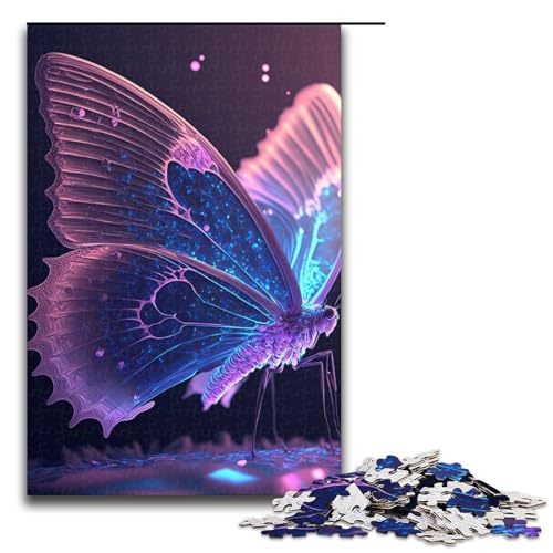 1000-teiliges Puzzle für Erwachsene, rosa-lila Schmetterling, Puzzle für Lernspiele, Herausforderung, Spielzeug, Kunstwerk, Geschenk, 1000 PCS von mowenbingpeng