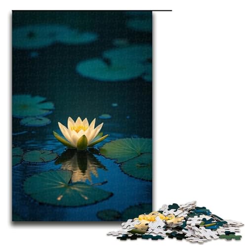 1000-teiliges Puzzle für Erwachsene (Sommernachtsfrosch und Lotusteich) Holzpuzzle für Erwachsene Lernspiel Herausforderungsspielzeug 1000 Teile (75 x 50 cm) von mowenbingpeng