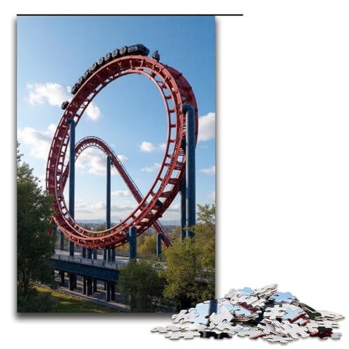 1000-teiliges Puzzle für Erwachsene Achterbahn Holzpuzzle für Erwachsene Lernspiel Herausforderungsspielzeug 1000 Teile (75 x 50 cm) von mowenbingpeng