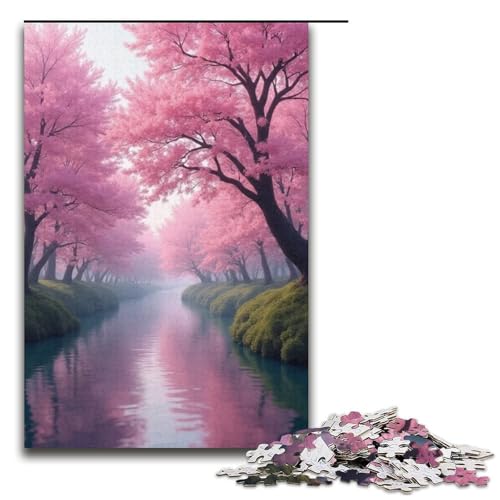 1000-teiliges Puzzle für Erwachsene Aprikosenblüten-Damm Holzpuzzle für Erwachsene und Kinder Stressabbau-Tool 1000 Teile (38 x 26 cm) von mowenbingpeng