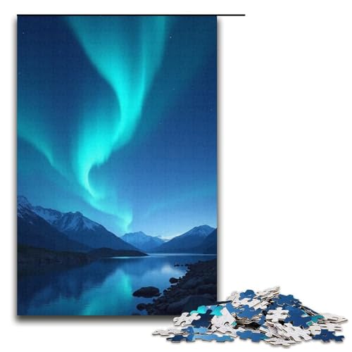 1000-teiliges Puzzle für Erwachsene Aurora Tanzt am Nachthimmel Puzzle für Kinder Holzpuzzle Lernspiel für Erwachsene 1000 Teile (38 x 26 cm) von mowenbingpeng