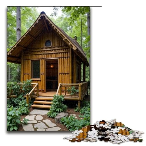 1000-teiliges Puzzle für Erwachsene Bambus-Hutr-Puzzles für Erwachsene Holzpuzzle anspruchsvolles Spiel 1000 Teile (75 x 50 cm) von mowenbingpeng
