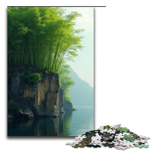 1000-teiliges Puzzle für Erwachsene Bambus auf der Klippe Holzpuzzle Lernspiel für Erwachsene Herausforderungsspielzeug 1000 Teile (75 x 50 cm) von mowenbingpeng