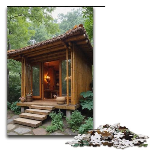 1000-teiliges Puzzle für Erwachsene Bambushütten-Spiel Puzzles ganze Familie 1000 Teile (38 x 26 cm) von mowenbingpeng