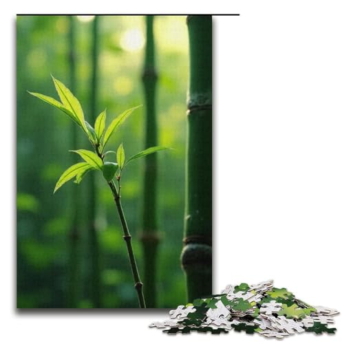 1000-teiliges Puzzle für Erwachsene Bambuszähne nach dem Regen Puzzle für Erwachsene Holzpuzzle anspruchsvolles Spiel 1000 Teile (38 x 26 cm) von mowenbingpeng