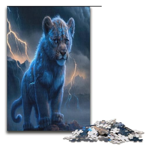 1000 teiliges Puzzle für Erwachsene Blitz Löwenjunges Geburtstagsgeschenk für Teenager ab 14 Jahren 1000 Teile (38 x 26 cm) von mowenbingpeng
