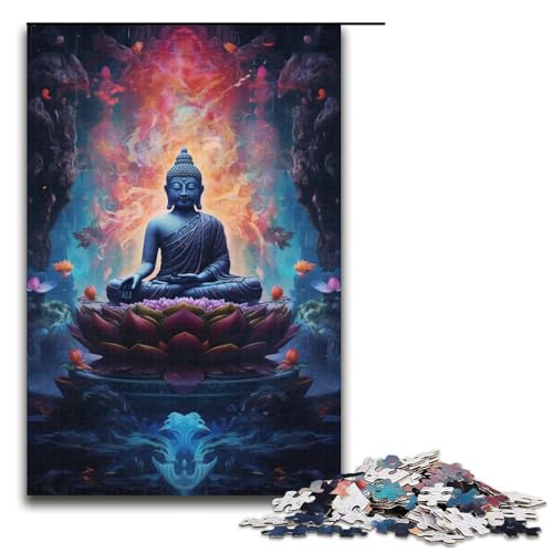 1000-teiliges Puzzle für Erwachsene Bunte Buddha-Statue Holzpuzzle für Erwachsene und Kinder Stressabbau-Tool 1000 PCS (38 x 26 cm) von mowenbingpeng