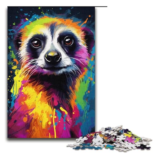 1000-teiliges Puzzle für Erwachsene Bunte Erdmännchen Lernspiel Herausforderung Spielzeug Kunstwerk Geschenk 1000 Teile (38 x 26 cm) von mowenbingpeng