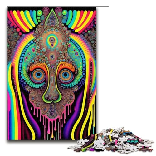 1000-teiliges Puzzle für Erwachsene Bunte Tiere Puzzle für Erwachsene Holzpuzzle anspruchsvolles Spiel 1000 Teile (75 x 50 cm) von mowenbingpeng