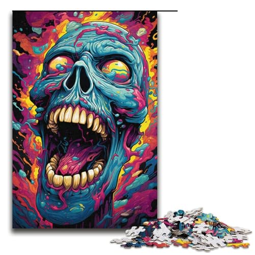 1000-teiliges Puzzle für Erwachsene Bunte Totenkopf-Puzzles Geburtstagsgeschenke für Teenager ab 14 Jahren 1000 Teile (38 x 26 cm) von mowenbingpeng