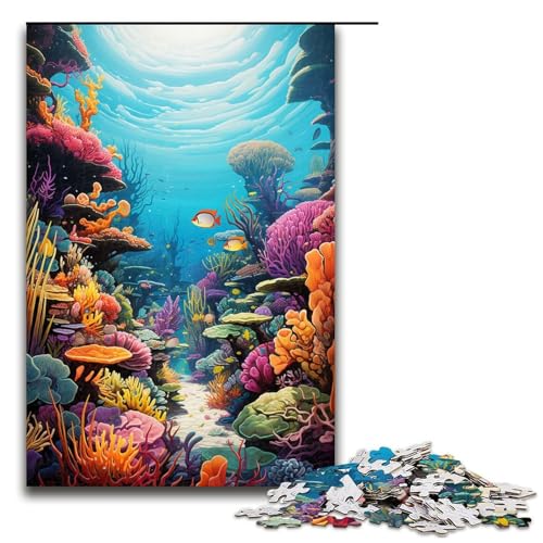 1000-teiliges Puzzle für Erwachsene Bunte Unterwasserwelt Puzzle für Erwachsene Holzpuzzle anspruchsvolles Spiel 1000 Teile (75 x 50 cm) von mowenbingpeng